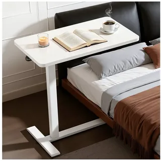 BlingBin Beistelltisch kleiner Computertisch Sofatisch Laptoptisch Stehpult (1-St., höhenverstellbar mit Rollen), für Wohnzimmer, Schlafzimmer, Pflegebett, Weiß weiß