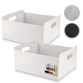 beschmann Aufbewahrungskorb Filz Organizer faltbare Aufbewahrungsbox Filzbox Aufbewahrung Filz Aufbewahrungsbox Kleiderschrank Regal Korb Filzkorb Aufbewahrung Kleiderschrank (weiss, 2er)