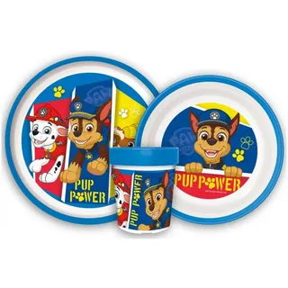 PAW PATROL Kindergeschirr-Set Paw Patrol Chase Rubble Kinder Geschirr-Set 3 teilig (3-tlg), 1 Personen, Kunststoff, Becher Teller Schüssel bunt
