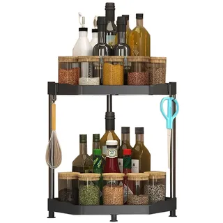 lesulety Eckregal Küche Gewürz Organizer Eckregal Schwarz Gewürzregal Stehend Regal Küche Arbeitsplatte Küchenregal Klein Regal Arbeitsplatte Küche Gewürzregal Schwarz,2
