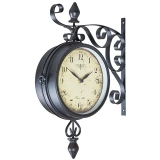 Levandeo® Wanduhr (Wanduhr H31cm Metall doppelseitige Bahnhofsuhr Retro Antik Stil)