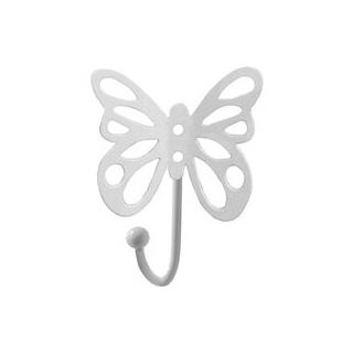 Garderobenhaken Butterfly weiß pulverbeschichtet Metall B/H/T: ca. 8,5x10,5x5 cm - weiß