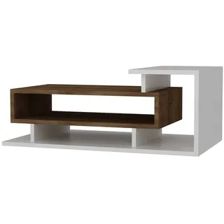 moebel17 Couchtisch Couchtisch Spring Weiß Walnuss/ 4-3-3, Platzsparend weiß