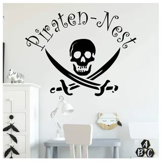 Wandtattoo Loft Piraten-Nest mit Totenkopf Kinderzimmer Pirat Wandbild / 30 Farben / 3 Größen