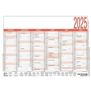 Arbeitstagekalender 2025 - A6 (14,8 x 10,5 cm) - 6 Monate auf 1 Seite - Tafelkalender - Plakatkalender - Jahresplaner - 900-0000