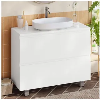 MSMASK Waschbeckenunterschrank Badezimmerschrank Unterschrank Waschbecken mit 2 Große Schubladen 80 x 30 x 61 cm weiß 80 cm x 61 cm x 30 cm