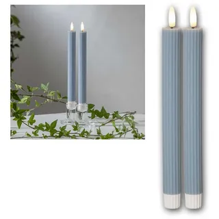 Star Trading Flamme Stripe LED-Wachskerzen 25 cm blau 2 St.