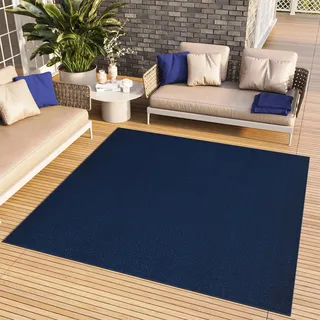 TAPISO Mono Quadrat Teppich Kurzflor Indoor Outdoor UV-beständig Dunkelblau Einfarbig Wohnzimmer Schlafzimmer Kinderzimmer Modern ÖKO-TEX 250 x 250 cm