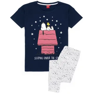 Snoopy Pyjamas Ladies Damen Top Long- oder Kurze Bottoms-Optionen Navy PJs - S