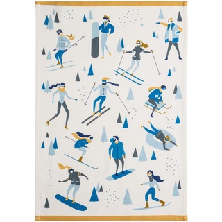 Coucke Geschirrtuch aus Baumwolle, Bedruckt, Wintersport, 50 x 75 cm