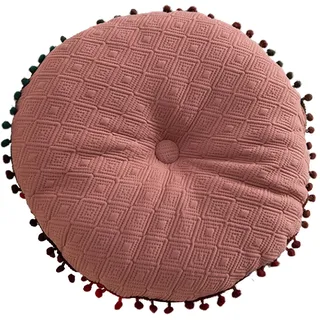Uixxducc Nette Runde Kissen Quaste Kissen Bodenkissen 40cm Kissen Boho Lässige Bequeme Kissen Raum Dekoration Kissen Wohnzimmer Sofa (Rosa)