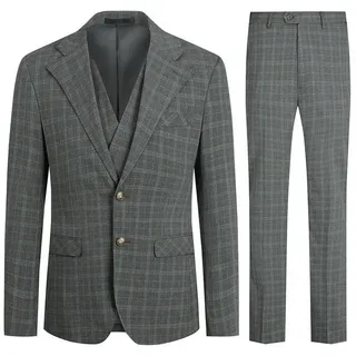 Allthemen Anzug (3 tlg) Herren Anzug Gestreift im Slim Fit Anzüge für Business grau 50