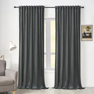 WOLTU Samtvorhang Gardinen mit Kräuselband Vorhang Blickdicht 135x245 cm, 2er Set Verdunklungsvorhänge Samt Thermovorhang Kälteschutz, Velvet Samt Curtains für Deko Schlafzimmer Wohnzimmer, Grau