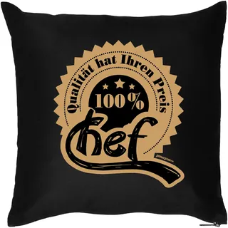 Goodman Design lustiges bedrucktes Fun Sofa Kissen: 100% Chef - Geburtstag Geschenk Dekokissen Couchkissen Sofakissen Weihnachten Ostern
