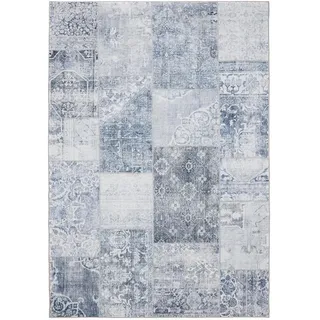benuta Vintage-Teppich, Blau, Kunststoff, Vintage, Rechteckig, 60x120 cm Oeko-Tex® Standard 100, in verschiedenen Größen erhältlich, rutschfeste Unterfläche, waschbar, Teppiche - Böden, Teppiche, Vintage-Teppiche