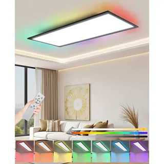 NUEDOVN LED Deckenleuchte RGB Backlight CCT LED Panel Lichtfläche, Dimmbar, Lampe,36 W, 100x29.5cm, 3000-6500K, 110LM/W, Wohnzimmerlampe, Deckenleuchte, Mit Fernbedienung Einfache Installation