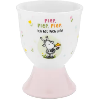 Sheepworld Eierbecher mit Motiv "Piep" | Porzellan-Eierbecher mit Stehfuß, Höhe 6,8 cm, verpackt in Geschenk-Banderole | Geschenk Ostern, Osternest, Osterdeko | 70263