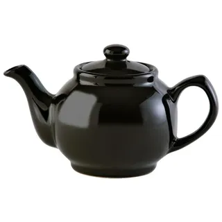 Price & Kensington Englische Teekanne für 2 Tassen, aus hochwertigem Steingut, Teekännchen mit Glanzglasur, schwarz, mikrowellen- und spülmaschinenfest, Vintage Teebereiter