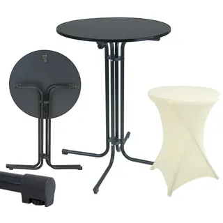 Trutzholm Stehtisch klappbar Ø 80 cm Anthrazit/Beige