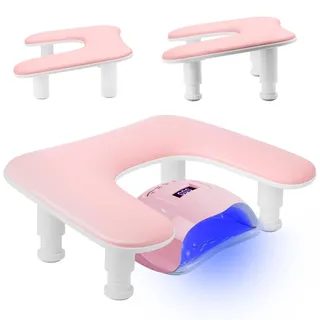JABNOW U-förmige Armauflage Handauflage Nagelstudio mit Höhenverstellung Rutschfestes Handkissen aus PU Leder für Maniküre und Nageldesign (Rosa)