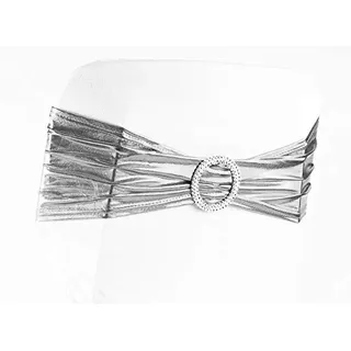 eventkauf 10 Stuhlschleifen Stretch Schleifenbänder Schleifen für Stuhlhussen (Metallic Silber)