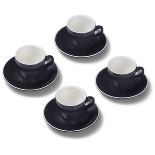 Terra Home Espressotasse extra dickwandiges Espressotassen-Set, Schwarz matt 90 ml, Porzellan, Spülmaschinen und Mikrowellen geeignet 4er Set schwarz