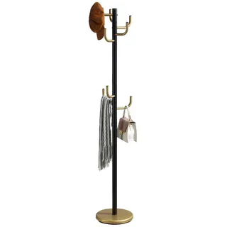 Idimex Kleiderständer, Schwarz, Gold, Metall, Vintage, 30x174x30 cm, Garderobe, Garderobenständer