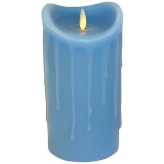 Tronje LED Echtwachskerze mit Timer - 18 cm Kerze Blau Wachstropfen mit beweglicher Flamme