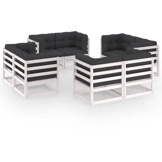 vidaXL Garten-Lounge-Set 8-tlg. Kiefer Massivholz weiß