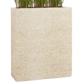 Pflanzwerk® Pflanzkübel DIVIDER Premium Blumenkübel Raumteiler Hochbeet Fiberglas, Fiberglas - Handgefertigt - Rechteckig - Frostbeständig beige 60 cm x 72 cm x 25 cm