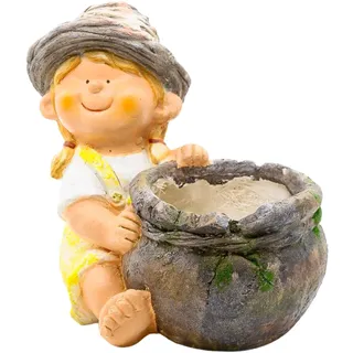 Wichtelstube-Kolletion XL Gartenfigur Isabel Dekofigur für den Garten Wetterfest mit Blumentopf Gartendeko mit Blumentopf 35 x 28 x 31cm Pflanzkübel Balkon