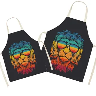Eyands Eltern-Kind-Schürze für das Kochen - super nettes Muster Baumwolle und Leinen Küchenschürze für Mom Kinder, Kochen Malerei Gartenschürze - Adult and Kid