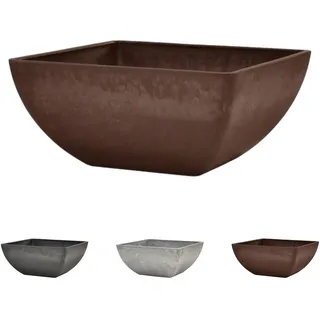 Klocke Ecostone Pflanzschale ECO704 - Quadratische Dekoschale in Stein-Optik - Nachhaltiger Kunststoff mit 70% Recycling-Anteil - UV-beständig und Wetterfest (40 cm x 40 cm Höhe 18 cm - Schoko)