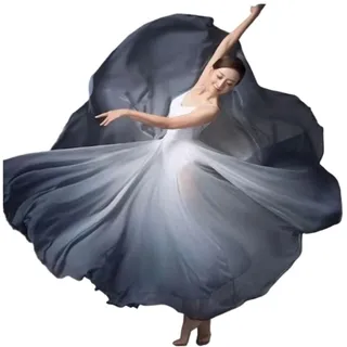 WDSBZNB Bauchtanz Rock Damen Ethno Klassischer Tanz Trainingsrock Farbverlauf Eleganter Performance Swing Rock Wickelrock Ethereal 720 Grad Rock(Color 02,M Length 90CM)