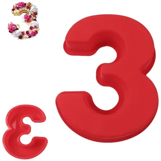 QEEYON 25,4 cm große Silikon Zahlenkuchenformen, Zahl 3 Kuchenform Form, Kuchenform Silikon Kuchenformen für DIY Backen Geburtstag Hochzeit Jahrestag, BPA-frei, antihaftbeschichtet (Nummer 3)