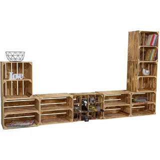 Vinterior Wohnwand Paris mit TV Board und Kombiregalen Wohnwand Mediawand Schrankwand Anbauwand Wohnzimmer Set Wand