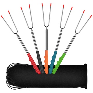 FishOaky Grillspieße Grillgabel 5 Stück, Edelstahl 32-115cm, Ausziehbar 32cm-115cm Gr