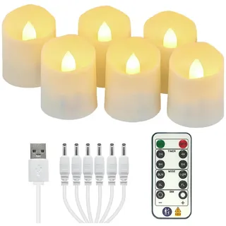 Set Mit 6 Wiederaufladbaren Led-teelichtern, Flackernde Led-kerzen Mit Fernbedienung Und Timerfunktion, Elektrische Kerzen Für Partys, Wohnzimmer, Halloween, Weihnachten, Schlafzimmer