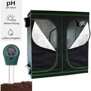 Mucola Gewächshaus inkl. 3 in 1 Feuchtigkeitsmessgerät für Pflanzen Pflanzenzelt Growbox Indoor Pflanzenzelt Zuchtzelt Zuchtschrank Darkroom Fr... - Schwarz