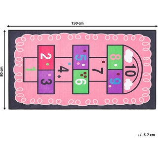Beliani, Kinderteppich, Kinderteppich rosa mit Hüpfspiel 80 x 150 cm HONAZ (80 x 150 cm)