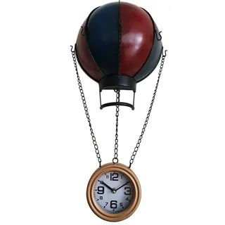 Dynasun Wanduhr Clock D074-1 (Air Ballon Vintage Heißluftballon-Stil, Retro Dekoration Shabby)