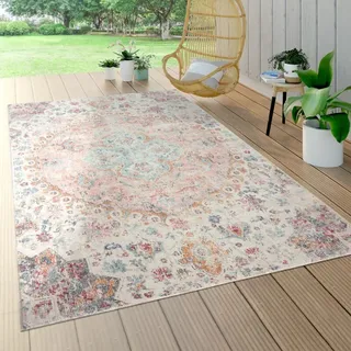 Paco Home - Outdoor Teppich Wetterfest Balkon Küche Orient Muster Vintage Pink Creme Beige 60x100 Cm