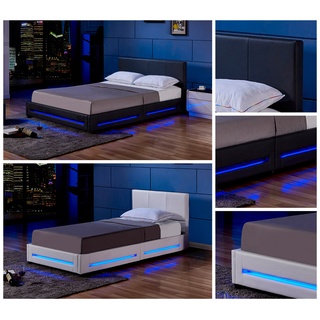 Home Deluxe LED Bett ASTEROID - weiß, 90 x 200 cm
