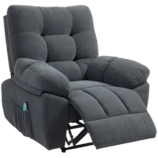 Homcom Relaxsessel mit Liegefunktion Massagesessel elektrisch 100 x 107 x 102 cm Silber