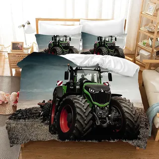 Traktor Bettwäsche Set,3D Druck Traktor Muster Kinder bettwäsche,Mikrofaser Bettbezüge 3-teilig mit Zip-Verschluss,für Kinder Jugendliche Jungen (Traktor 6, 220x240cm)