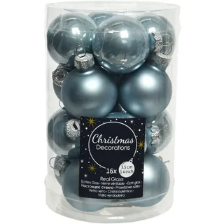 Baumkugel -Classic- 16er-Set Glas 3cm blau Weihnachtsdeko Baumschmuck