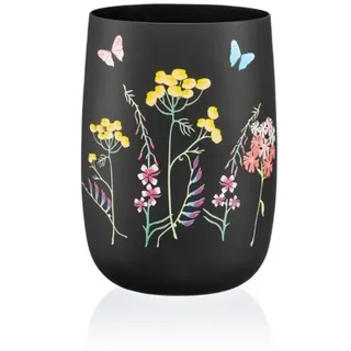 Crystalex Dekovase Kristallvase Herbs Wiesenkräuter Blumenvase Tischvase 180 mm (Einzelteil, 1 St., 1 x Vase), Kristallglas, Bohemia schwarz