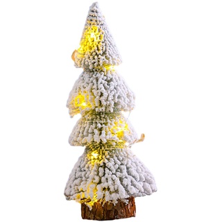 Harilla Künstlicher Mini-Schneebaum, Tisch-Weihnachtsbaum, Party, klein, mit LED-Lichtern, Mini-Weihnachtsbaum, rustikal für Schreibtisch, Regal, 20 cm