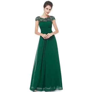 iyoimono Damen Abendkleider Elegant für Hochzeit Cocktailkleid Spitzen Ballkleider Maxilang Damen Elegant Ärmellos Rundhals Vintage Spitzenkleid Hochzeit Chiffon Faltenrock Langes Kleid(Dunkelgrün,M) - M