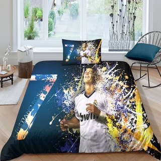 WINUO Fußball Bilder Cristiano Ronaldo Bettwäsche Sets 135x200cm,Schlafkomfort Bettbezug mit 1 Kissenbezug 80 x 80cm Mikrofaser,2-Teiliges Set
